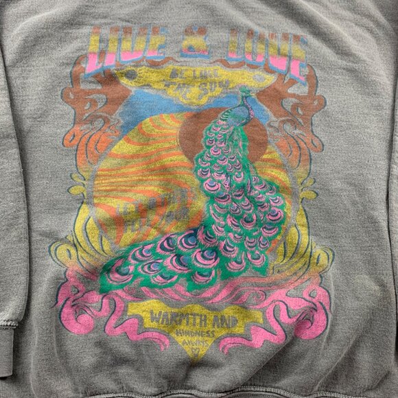Urban Outfitters Project Social T Live & Love Peacock Pullover Sweatshirt S/M - Picture 2 of 4